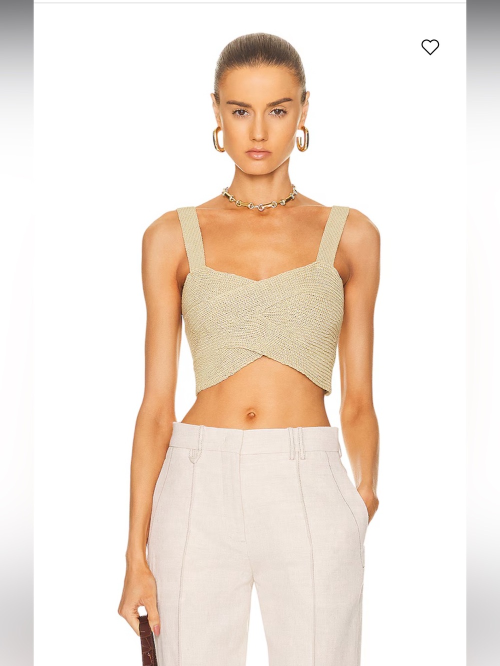 cult gaia brieann tan knit crossover cropped tank top blouse size medium